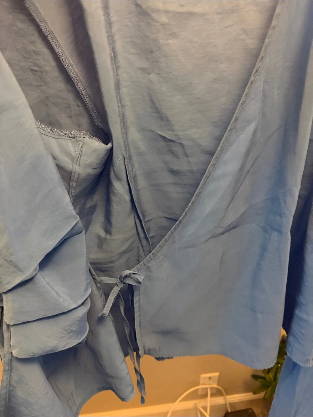 Nation LTD Luisa Tie Front Wrap Top Blouse Palace Blue Size 2/M - Picture 8 of 9